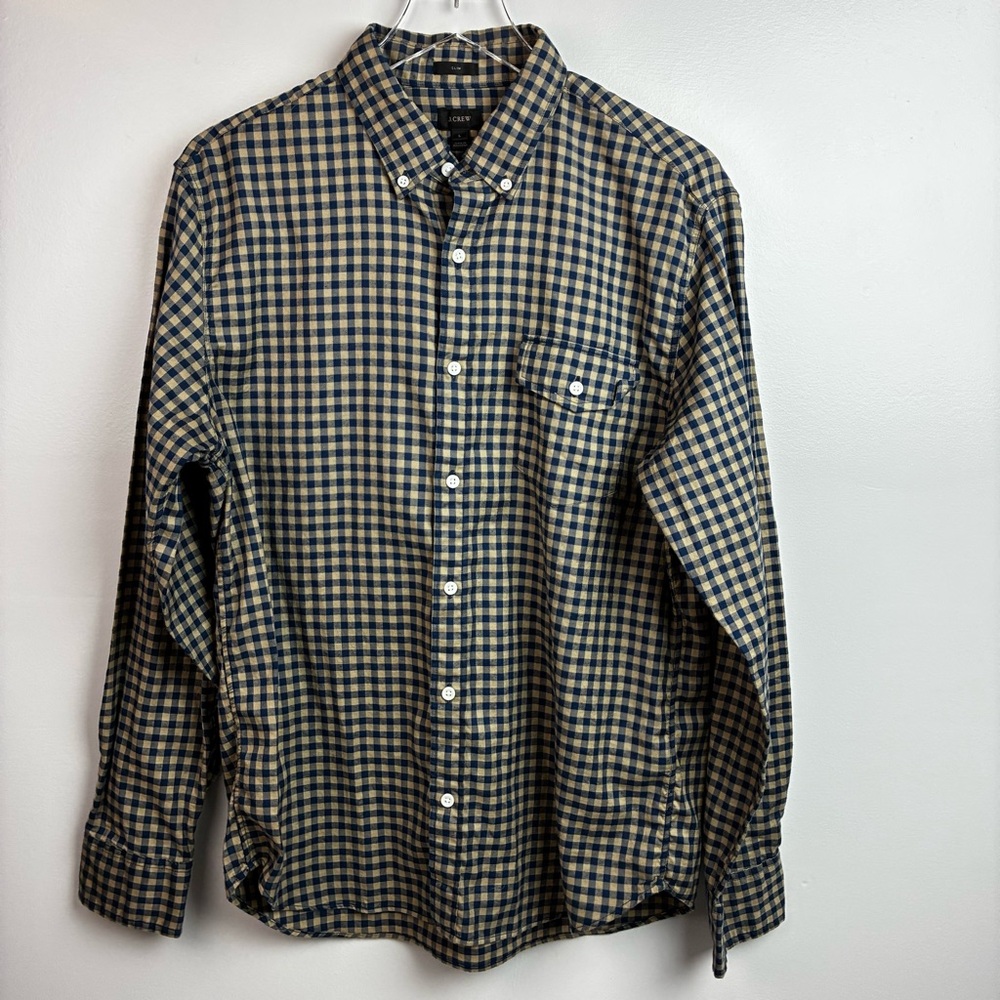 J. Crew NWT Gingham Khaki & Blue Checked Shirt